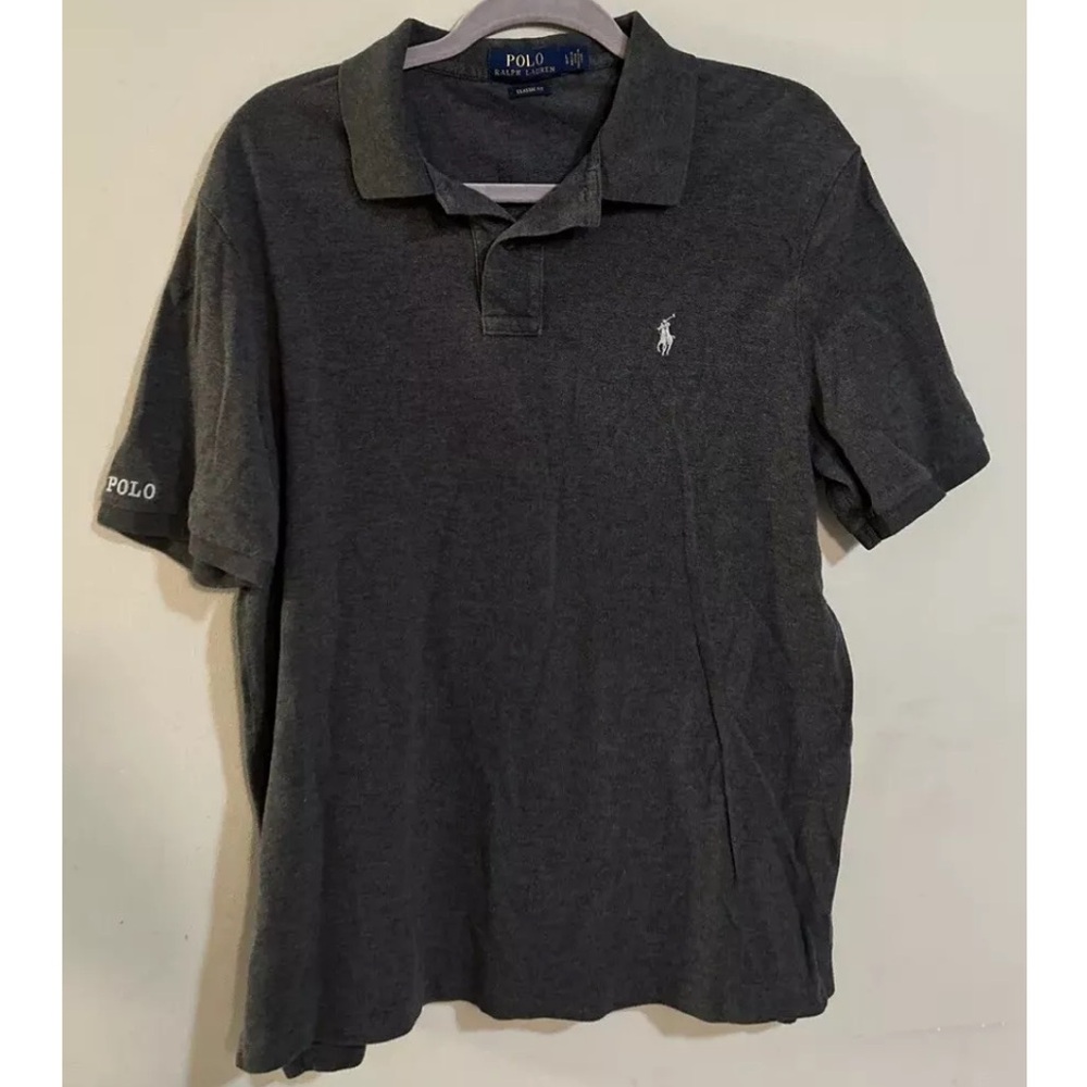 Polo Ralph Lauren Men’s Polo Top Size Large Gray Short Sleeve Classic Fit Cotton